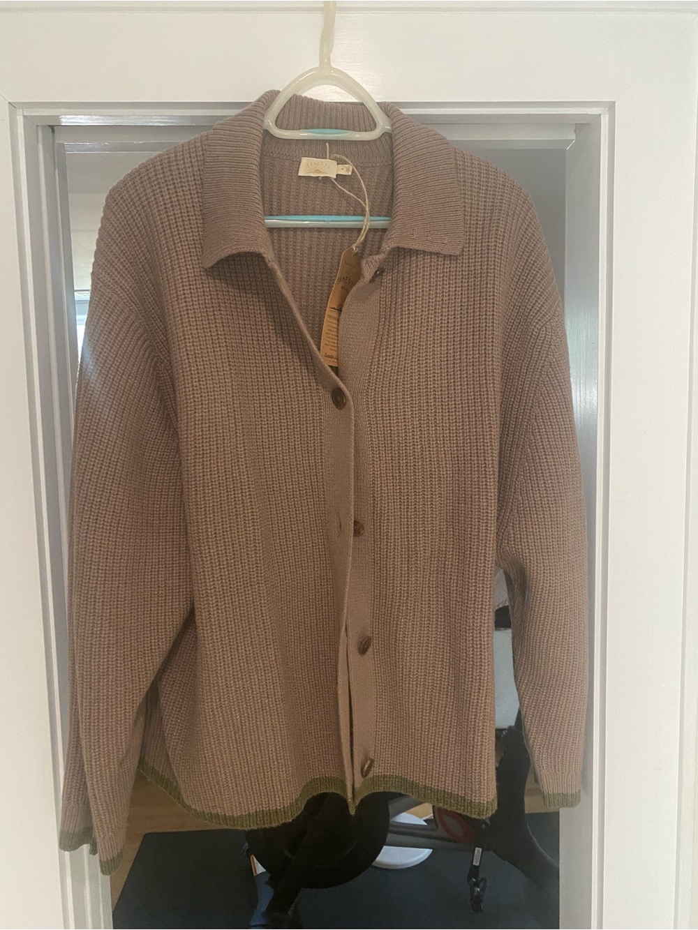 Faherty Waffle Knit Button-Front Sweater Cardigan in Taupe